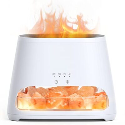 SALKING 2-in-1 Aroma Diffuser & Salt Range Pakistan Leuchte, Flammeneffekt Diffusor für ätherische Öle, Diffusor Kühler Nebel Luftbefeuchter mit 3-Helligkeit, 150ml